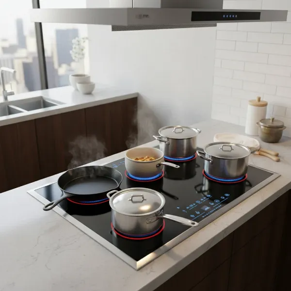 Thermador Freedom Induction Cooktop with full-surface cooking zone and flexible cookware placement
